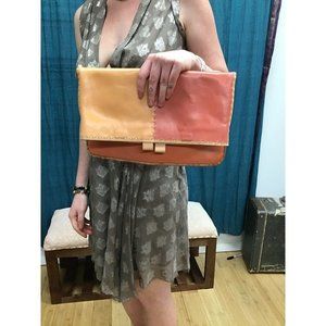 Cindy Kirk Color Block Leather Fold Over Clutch